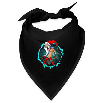 Der verrückte Weihnachtsmann mit Halbton - Bandana Dreieckstuch - Schwarz - Vorne