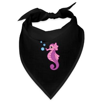 Kinder Seepferdchen Ozean Unterwasser - Bandana Dreieckstuch - Schwarz - Vorne