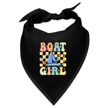 Boot Girl Groovy Boating Girl Weiblicher Bootsfahr - Bandana Dreieckstuch - Schwarz - Vorne