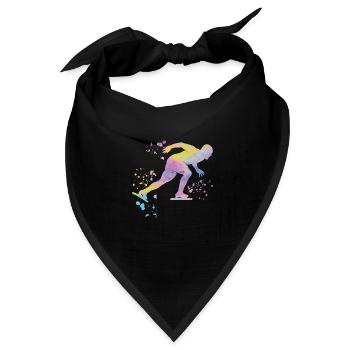 Eisschnellläufer Sportlerin Eisschnelllauf - Bandana Dreieckstuch - Schwarz - Vorne