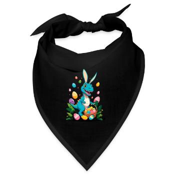 Ikonischer Ostersaurier Dinosaurier Osterhase - Bandana Dreieckstuch - Schwarz - Vorne