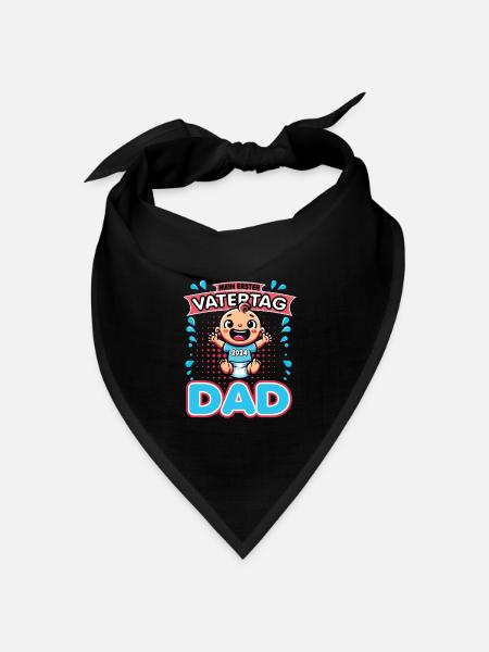Mein Erster Vatertag als Papa 2024 - Dad - Bandana Dreieckstuch - Schwarz