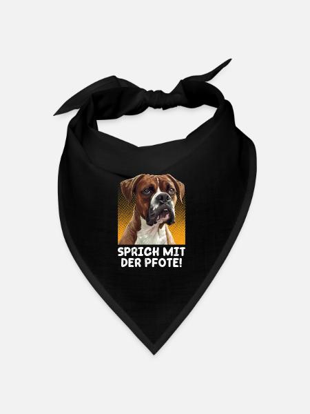 Deutscher Boxer SPRICH MIT DER PFOTE! Boxer Hund - Bandana Dreieckstuch - Schwarz