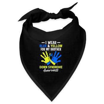 Down-Syndrom Bruder T21 Chromosom blau und - Bandana Dreieckstuch - Schwarz - Vorne