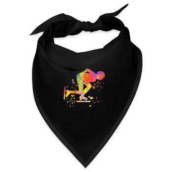 Eisschnellläufer Sportlerin Eisschnelllauf - Bandana Dreieckstuch - Schwarz - Vorne