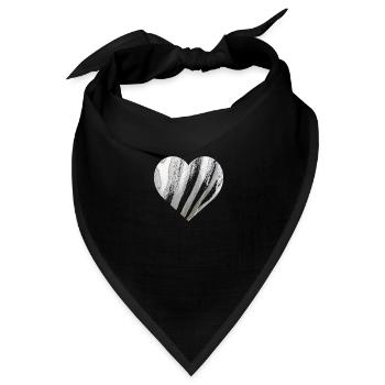 Zebra Herz Lustige Streifen Symbol Afrikanisches Tier - Bandana Dreieckstuch - Schwarz - Vorne