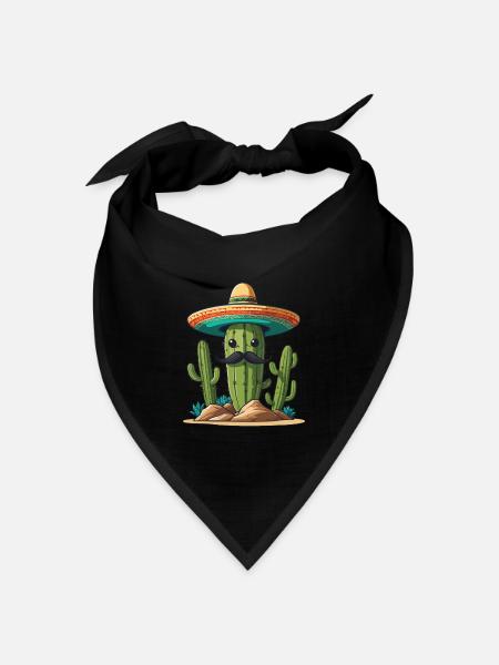 Kaktus Fiesta Mexikanischer Feiertag Lustiges - Bandana Dreieckstuch - Schwarz