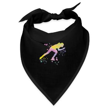 Eisschnellläufer Sportlerin Eisschnelllauf - Bandana Dreieckstuch - Schwarz - Vorne