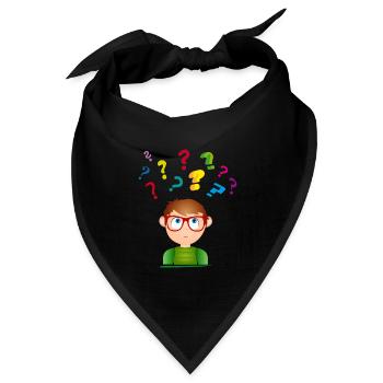 Junge mit Brille mit vielen bunten Fragezeichen - Bandana Dreieckstuch - Schwarz - Vorne