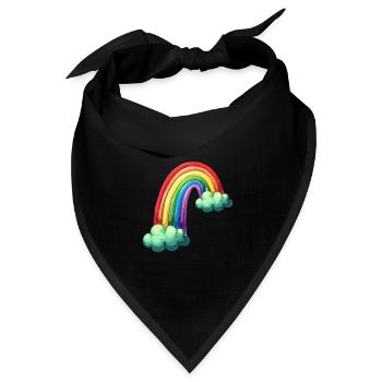 Bunter Regenbogen Mit Wolken Zeichnung - Bandana Dreieckstuch - Schwarz - Vorne