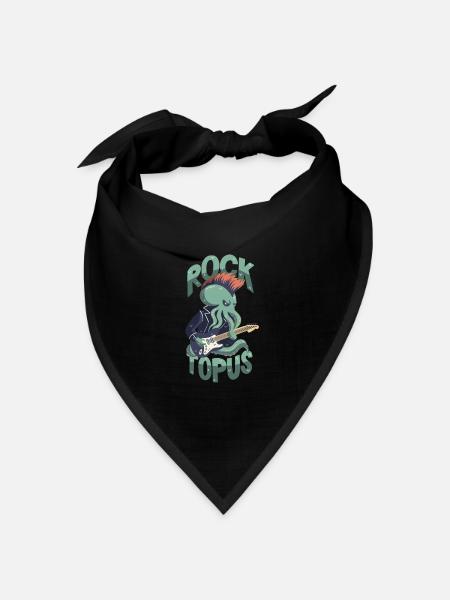 Rocker-Oktopus / Wortspiel / Rocktopus - Bandana Dreieckstuch - Schwarz