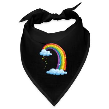 Bunter Regenbogen Mit Wolken Zeichnung - Bandana Dreieckstuch - Schwarz - Vorne