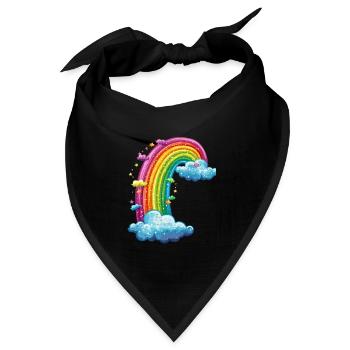 Bunter Regenbogen Mit Wolken Zeichnung - Bandana Dreieckstuch - Schwarz - Vorne