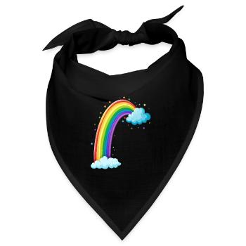 Bunter Regenbogen Mit Wolken Zeichnung - Bandana Dreieckstuch - Schwarz - Vorne