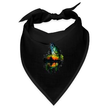 Barsch-Fisch - Bandana Dreieckstuch - Schwarz - Vorne