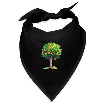 Saftiger Orangenbaum In Vollblüte - Bandana Dreieckstuch - Schwarz - Vorne