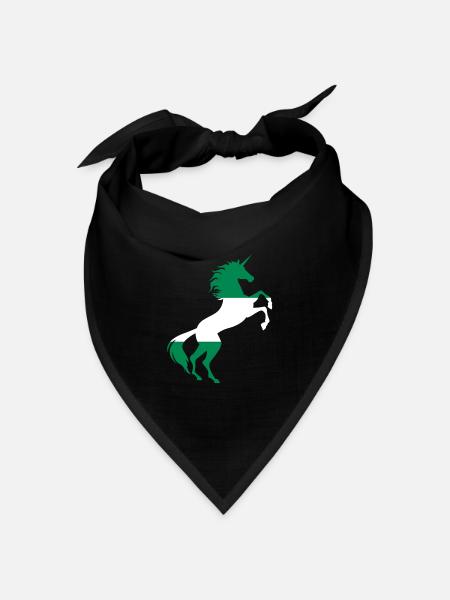 Einhorn Nigeria Flagge Shirt Magisches Einhorn Nigeria - Bandana Dreieckstuch - Schwarz