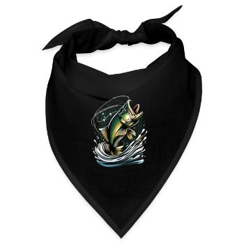 Barsch-Fisch - Bandana Dreieckstuch - Schwarz - Vorne