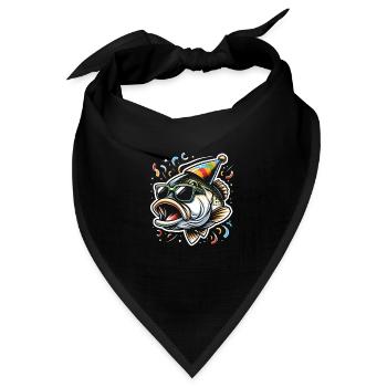 Barsch-Fisch - Bandana Dreieckstuch - Schwarz - Vorne