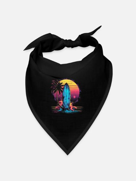 Surfen Retro Wave Surfer Geschenk - Bandana Dreieckstuch - Schwarz
