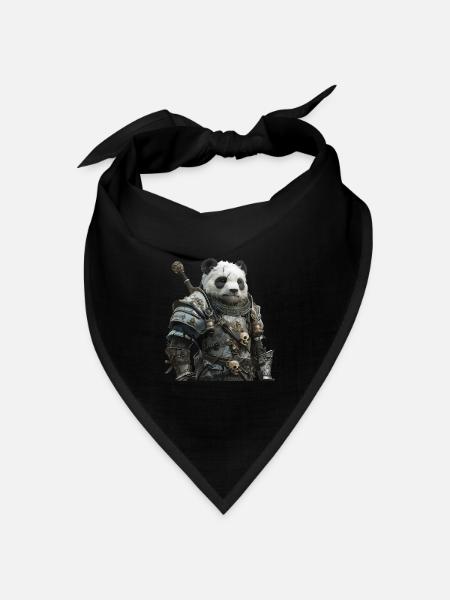 Panda Ritter Mittelalter - Bandana Dreieckstuch - Schwarz