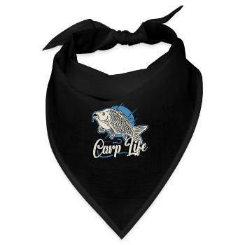 Carp Fishing Carp Life Loves Fishing Rod Fisherman - Bandana Dreieckstuch - Schwarz - Vorne