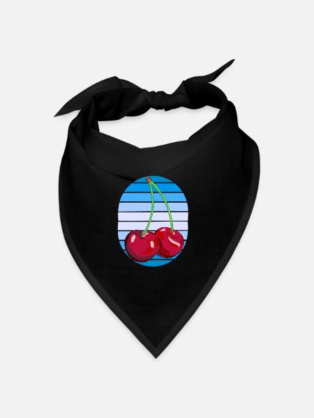 Rockabilly Retro Vintage Kirschen Kirsche Obst - Bandana Dreieckstuch - Schwarz
