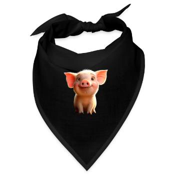 Schwein Hausschwein Schweine Ferkel Schweinchen - Bandana Dreieckstuch - Schwarz - Vorne
