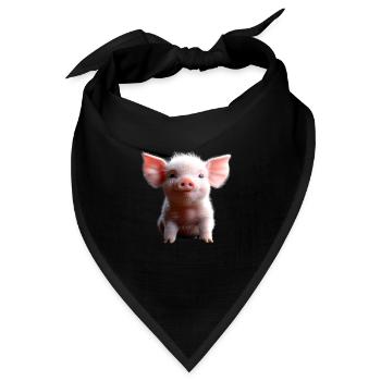 Schwein Hausschwein Schweine Ferkel Schweinchen - Bandana Dreieckstuch - Schwarz - Vorne