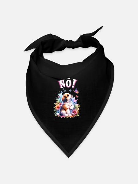 Hund Lustiger Spruch Nö! für Hundeliebhaber - Bandana Dreieckstuch - Schwarz