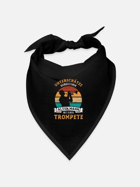 Unterschätze nie einen alten Mann mit Trompete - Bandana Dreieckstuch - Schwarz