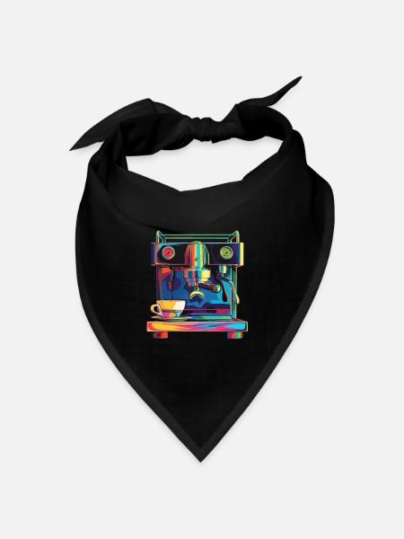 Barista Kaffeemaschine Pop Art - Bandana Dreieckstuch - Schwarz