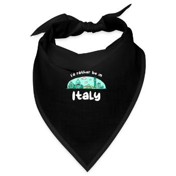 Ich wäre lieber in Italien Urlaub Urlauber Eiffel - Bandana Dreieckstuch - Schwarz - Vorne