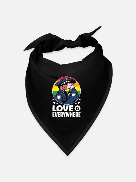 Love Is Everywhere Schwule Polizisten - Bandana Dreieckstuch - Schwarz