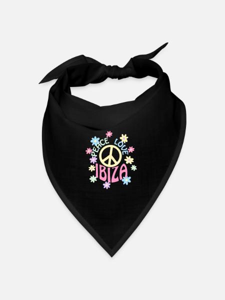 Peace Love Ibiza - Pastellfarbenes Design - Bandana Dreieckstuch - Schwarz
