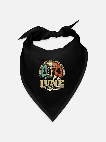 Vintage Juni 1974 Jahrgang Geschenk Geburtstag - Bandana Dreieckstuch - Schwarz