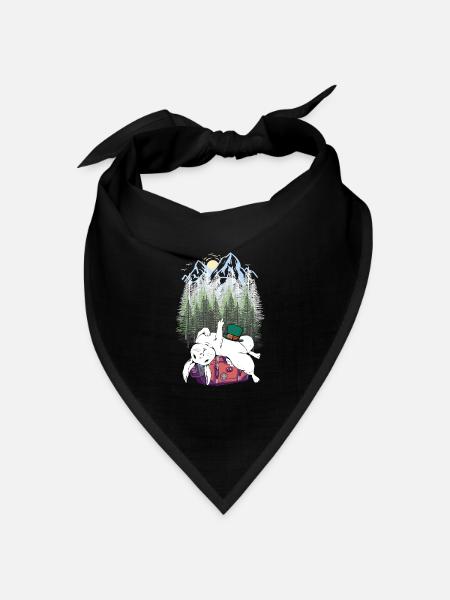 Hase Koffer Urlaub Nager Reise Gebirge Berge Wald - Bandana Dreieckstuch - Schwarz
