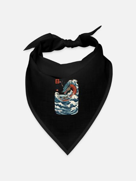 Vintage Ukiyo-E Stil Japanischer Drache Kunst - Bandana Dreieckstuch - Schwarz