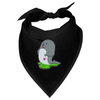 Seehund Maler Pinsel Malen - Bandana Dreieckstuch - Schwarz - Vorne