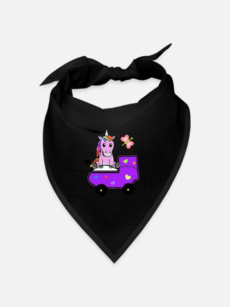 Einhorn Einhörner Baby Schwangerschaft Geburt - Bandana Dreieckstuch - Schwarz
