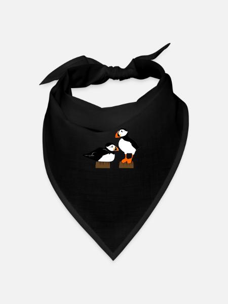 Puffin Puffins - Bandana Dreieckstuch - Schwarz