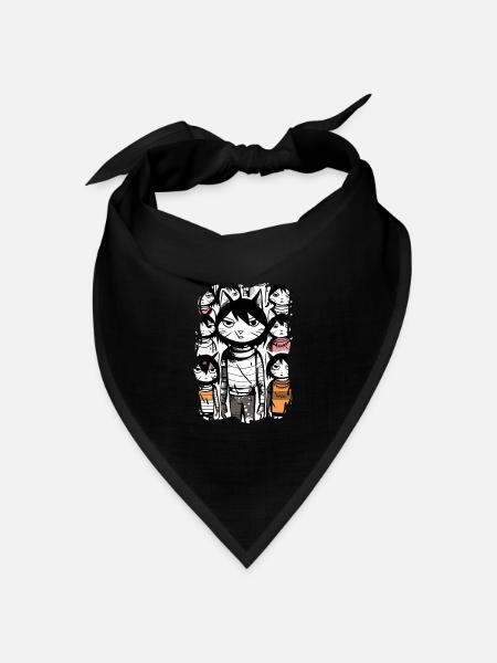 Klon-Straßen-Katzen: Street Art Katze - Bandana Dreieckstuch - Schwarz