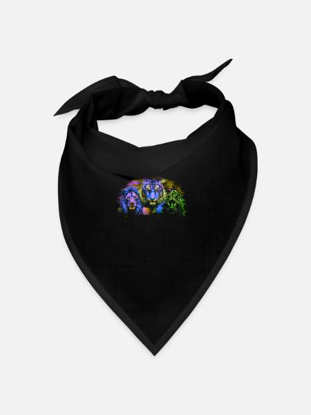Löwe Löwen Tiger Katzen Katze Wildtiere Zoo - Bandana Dreieckstuch - Schwarz