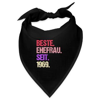 Valentinstag Beste Ehefrau Seit 1969 - Bandana Dreieckstuch - Schwarz - Vorne