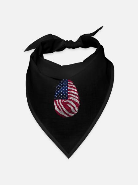 Einzigartiges Fingerabdruck amerikanischer Flagge - Bandana Dreieckstuch - Schwarz