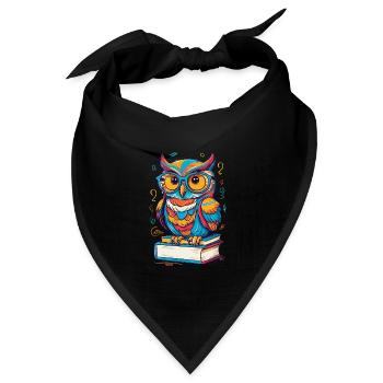 Bücher Eule Eulen Liebhaber Süße Buch Illustration - Bandana Dreieckstuch - Schwarz - Vorne