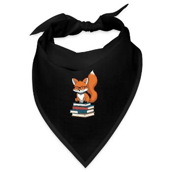 Niedlicher Buch Liebhaber Lustiger Bücher Fuchs - Bandana Dreieckstuch - Schwarz - Vorne