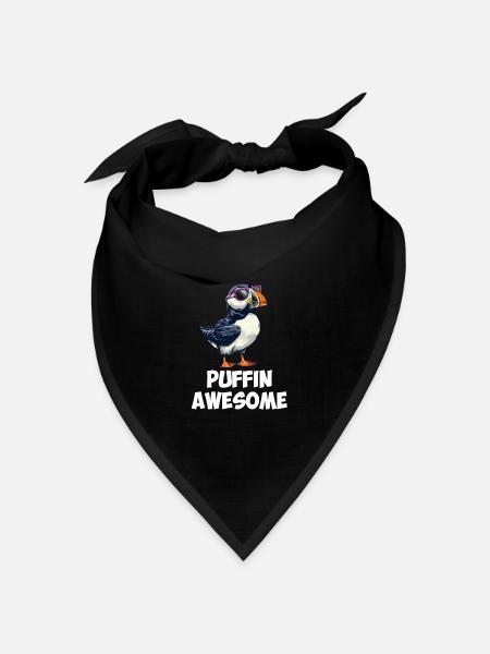 puffin awesome, puffin - Bandana Dreieckstuch - Schwarz