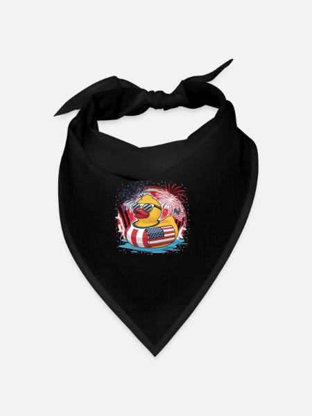 Patriotisches Gummi-Entchen amerikanischer Flagge - Bandana Dreieckstuch - Schwarz