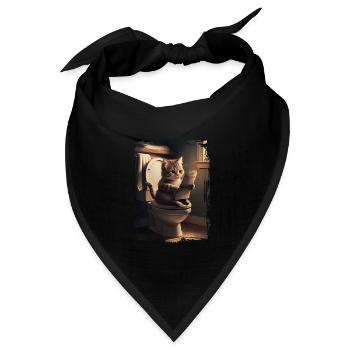 Katzentoilette Geschenk - Bandana Dreieckstuch - Schwarz - Vorne